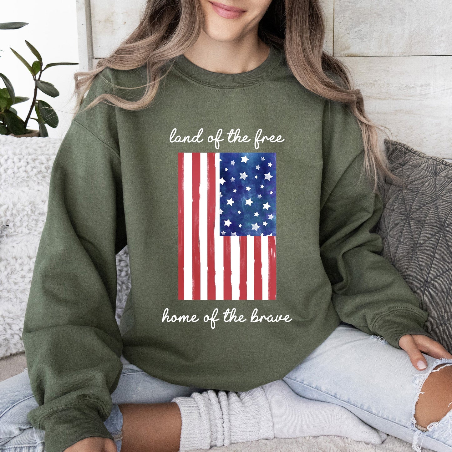 Land Of The Free, Home Of The Brave American Flag Sweatshirt