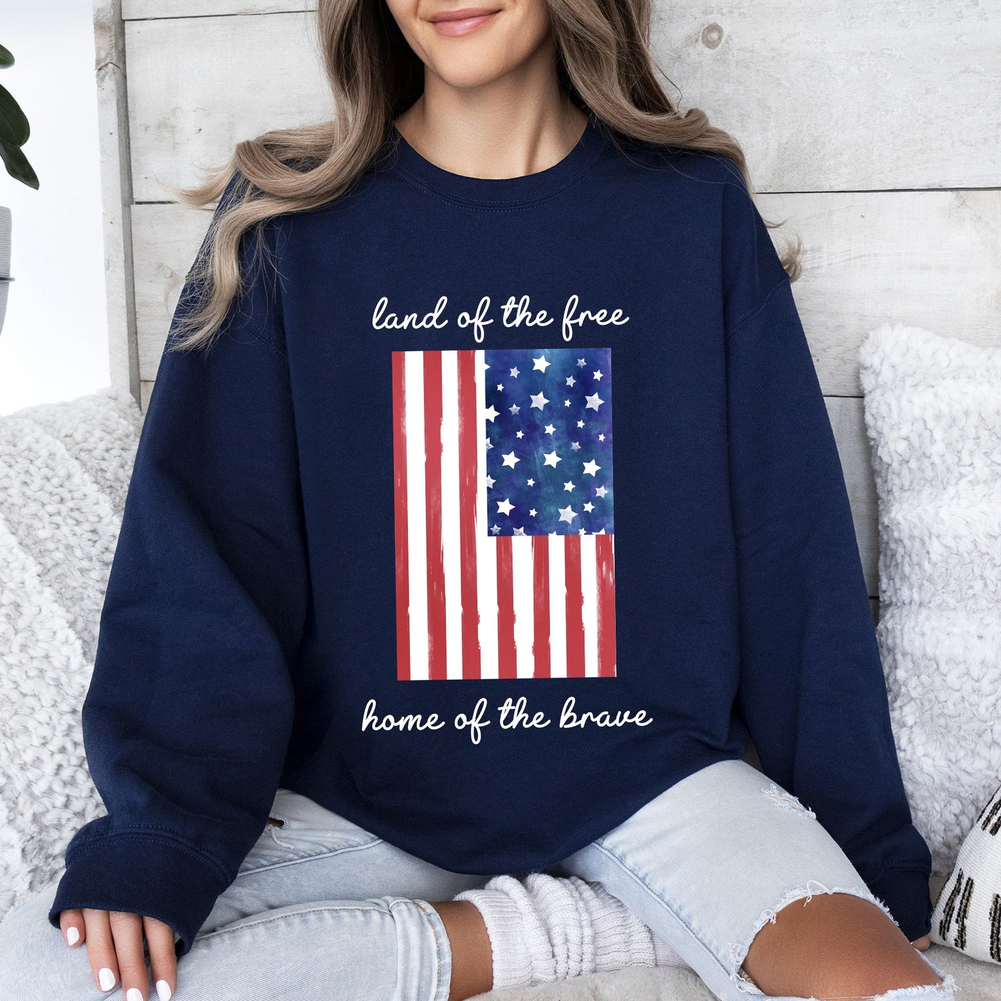 Land Of The Free, Home Of The Brave American Flag Sweatshirt