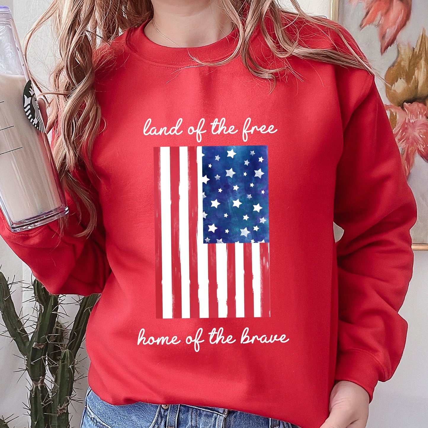 Land Of The Free, Home Of The Brave American Flag Sweatshirt