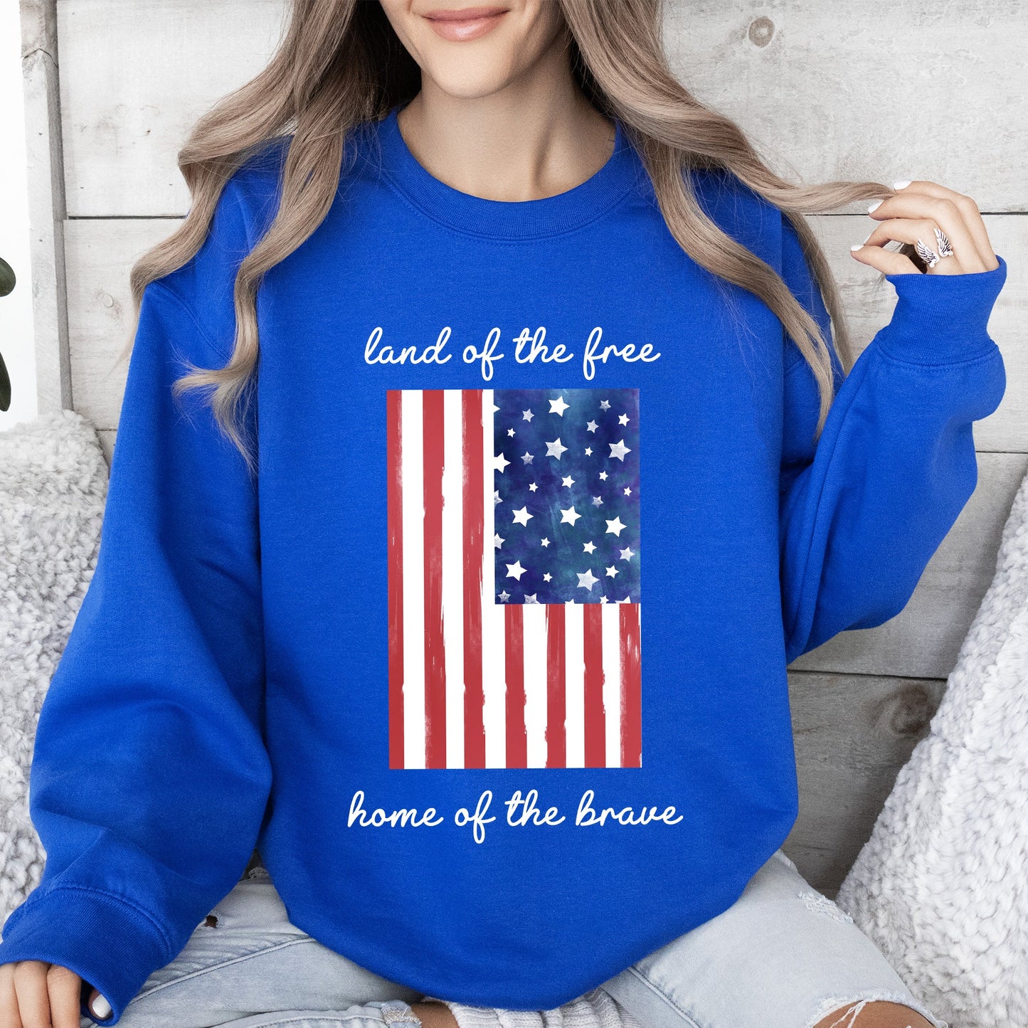 Land Of The Free, Home Of The Brave American Flag Sweatshirt