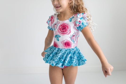 Rose Teal Skirted Leotard