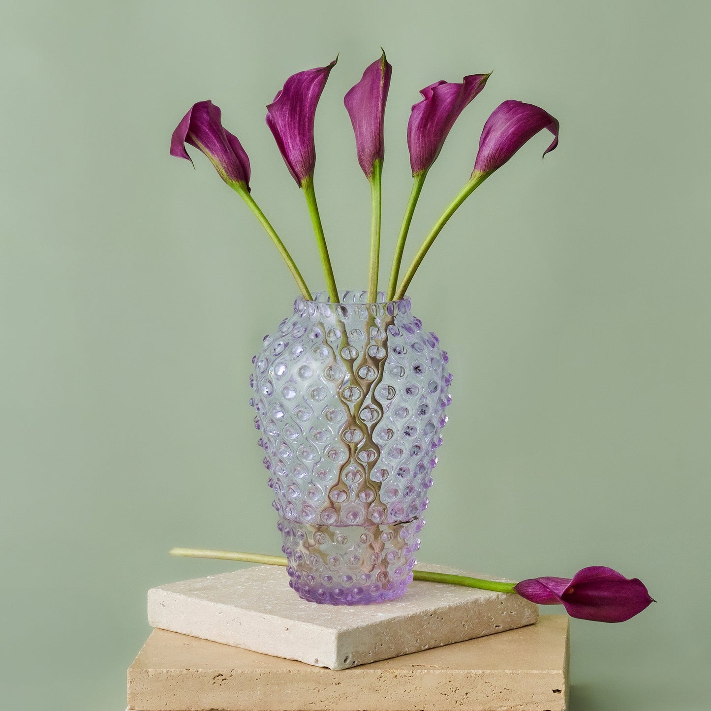Hobnail Vase - Barrel - Lilac Bloom