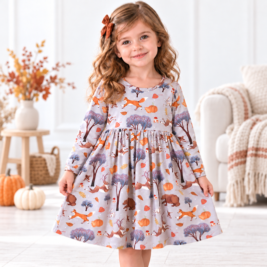 Forest Frolic Twirl Dress - Bamboo Fall Girls Outfit