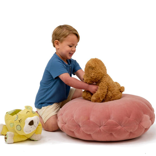 Short Sleeve Raglan Henley - Denim Blue Ribbed