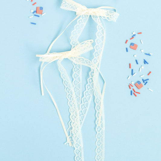 Cream Long Lace Pigtail Set
