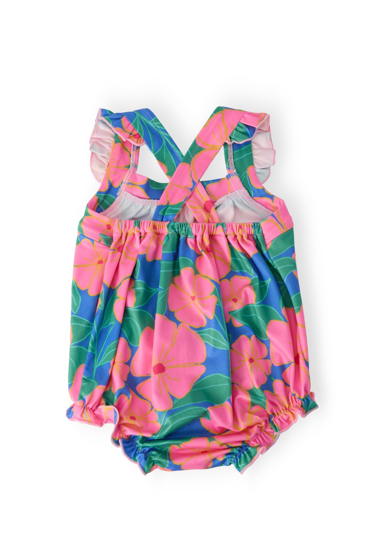 Springing Around Ruffle Cross Back Romper