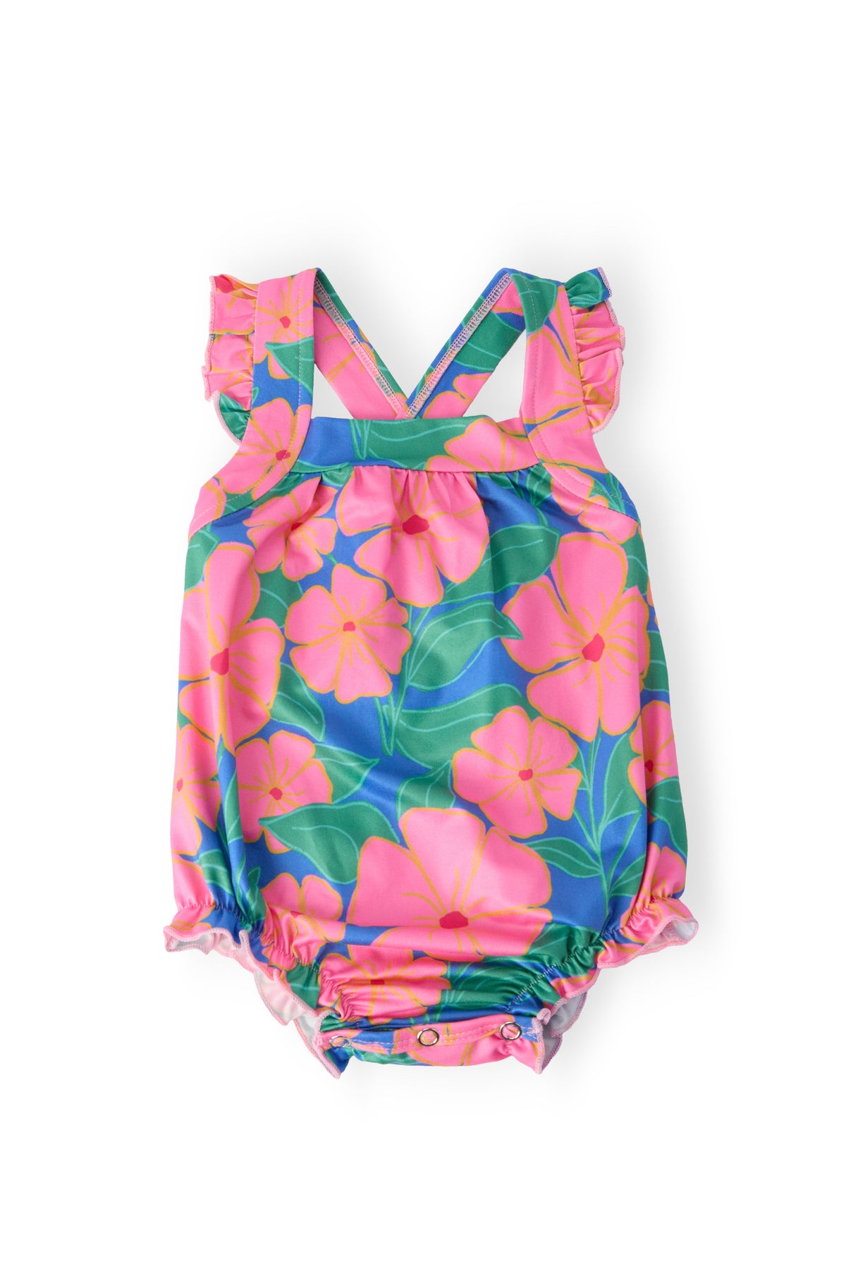 Springing Around Ruffle Cross Back Romper