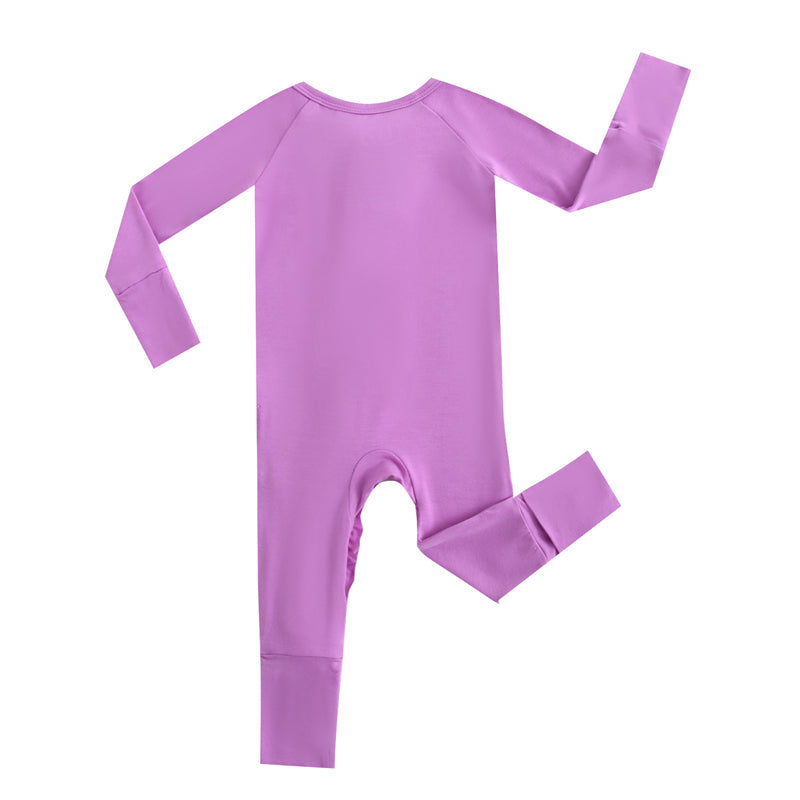 Luxie Lavender Ruffled Zipper Baby Romper