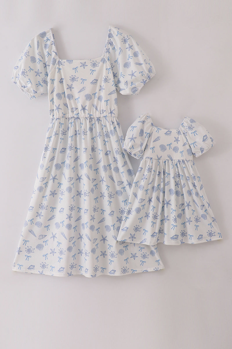 Blue seashell bow women’s dress