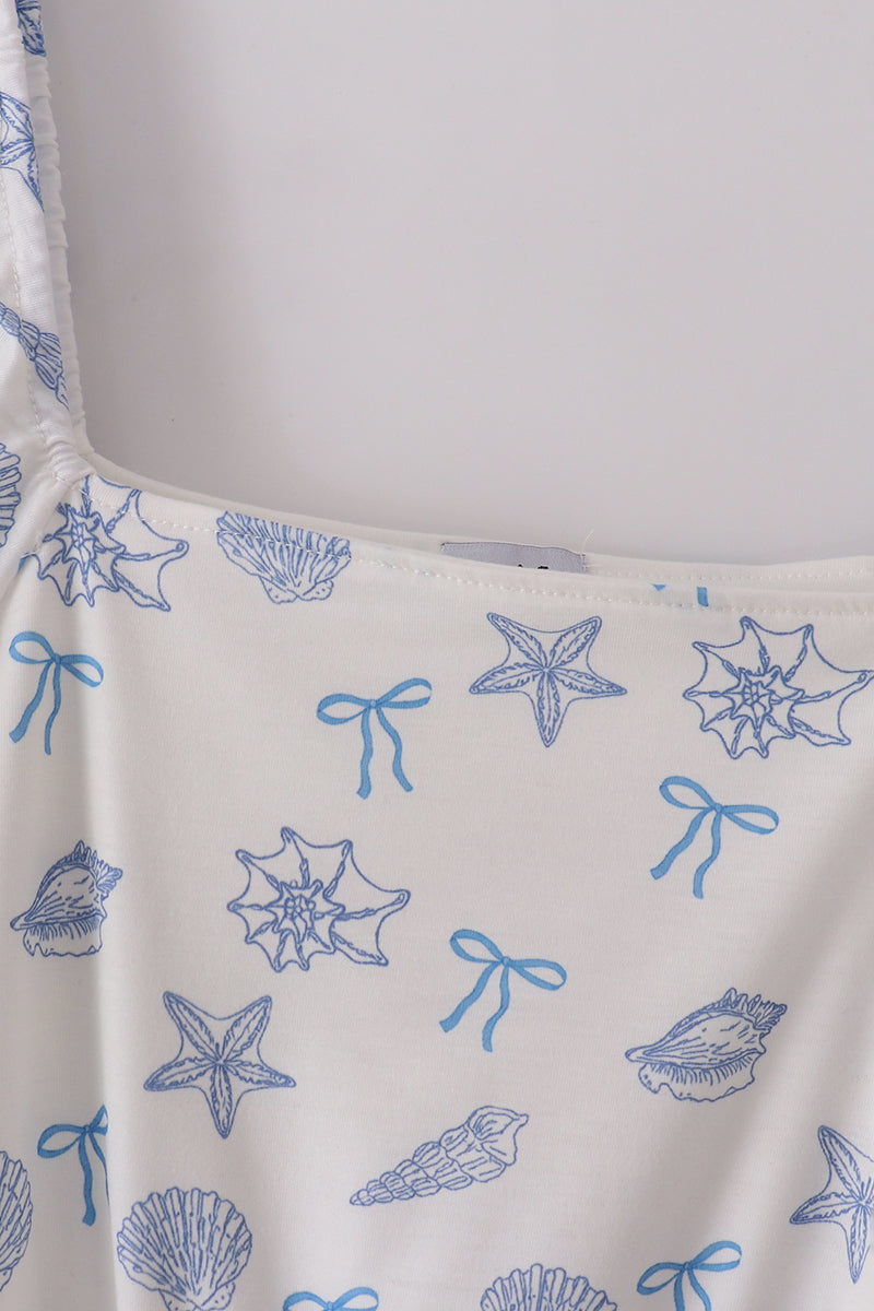 Blue seashell bow women’s dress