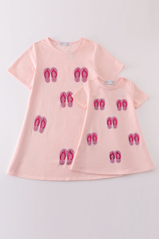 Pink flip flop women’s sequin dress