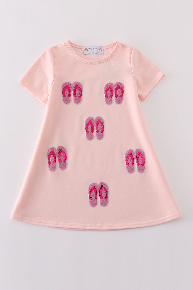 Pink flip flop women’s sequin dress