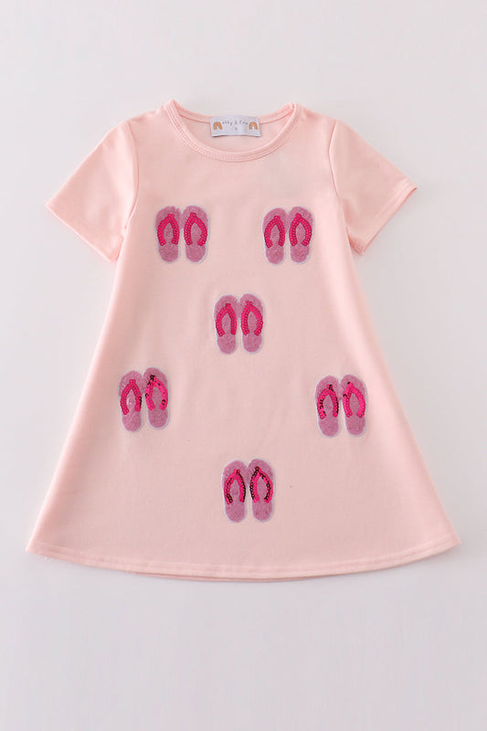 Pink flip flop women’s sequin dress