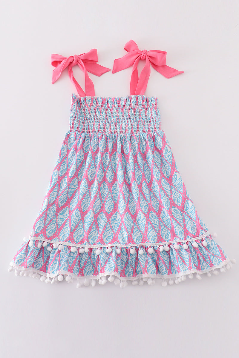 Blue ribbon lace charm smocked adult dress