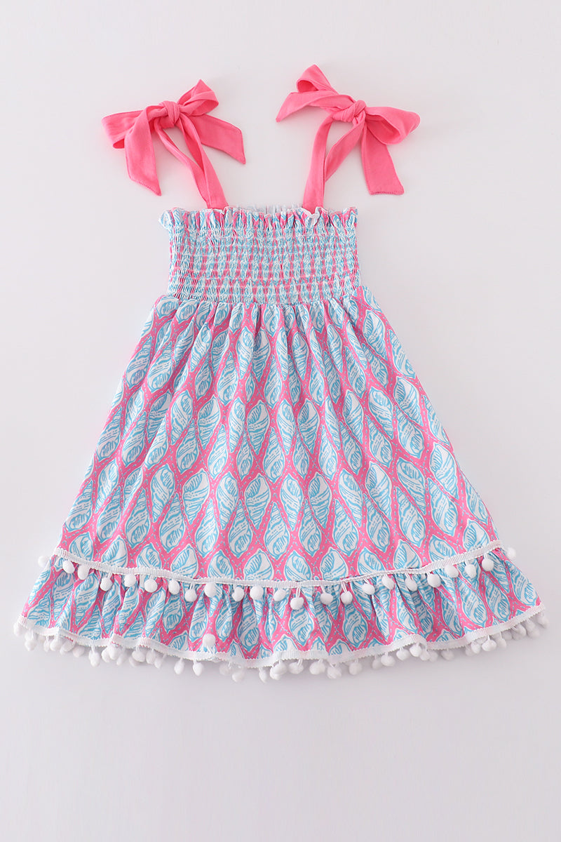 Blue ribbon lace charm smocked adult dress