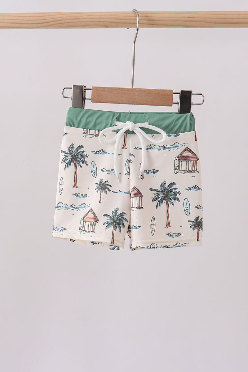 Green turtle swim trunks