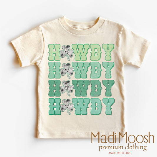 Howdy Western St. Patrick's Day  Shirt - Kids St Patrick's Day Tee- MTO