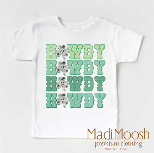 Howdy Western St. Patrick's Day  Shirt - Kids St Patrick's Day Tee- MTO