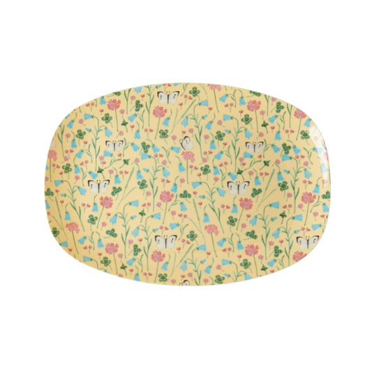 Melamine Small Rectangular Plate | Creme Sweet Butterfly Print