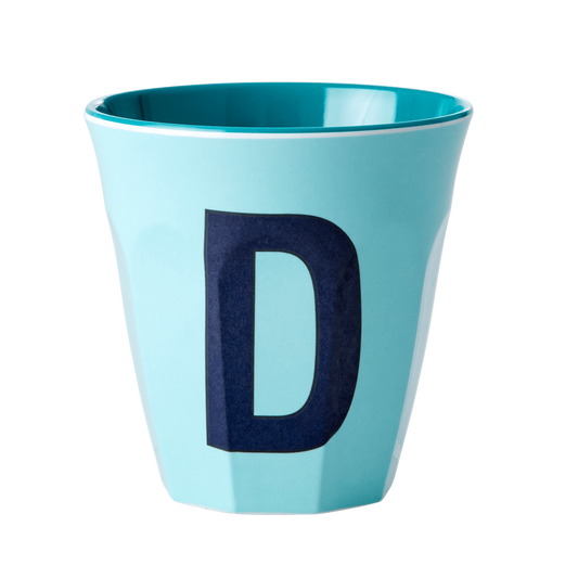 Melamine Cup - Medium with Alphabet in Bluish Colors | Letter D
