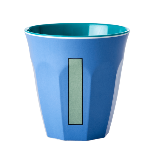 Melamine Cup - Medium with Alphabet in Bluish Colors | Letter I