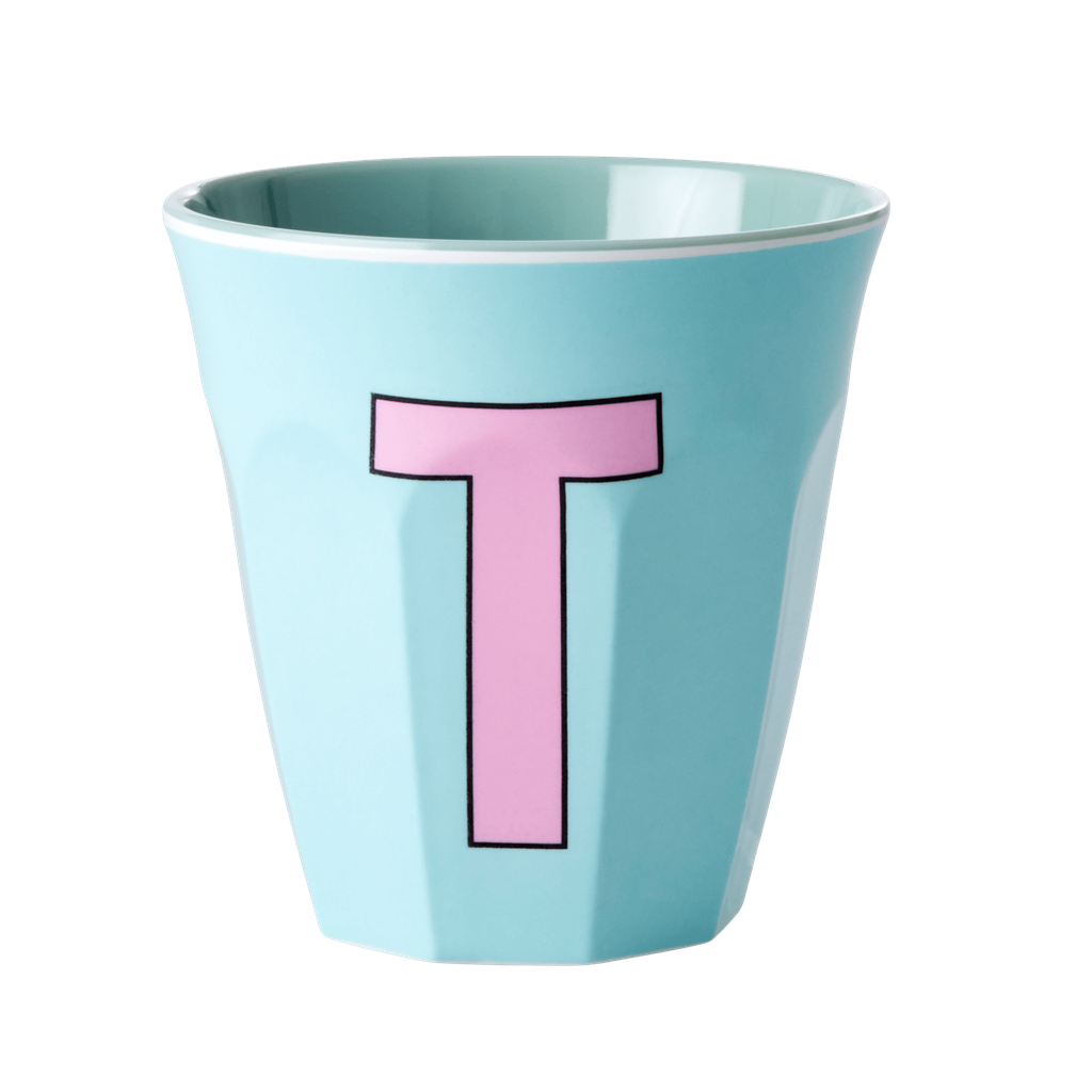 Melamine Cup - Medium with Alphabet in Pinkish Colors | Letter T