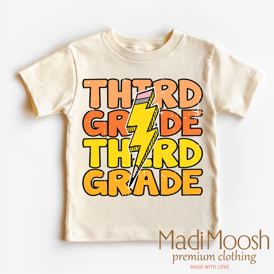 Third Grade Lightning Bolt Shirt - School Shirt