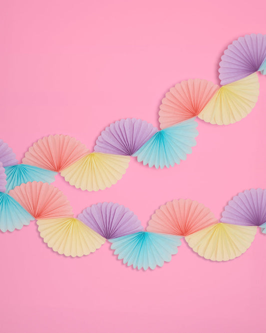 Pastel Party Garland - paper fan banner