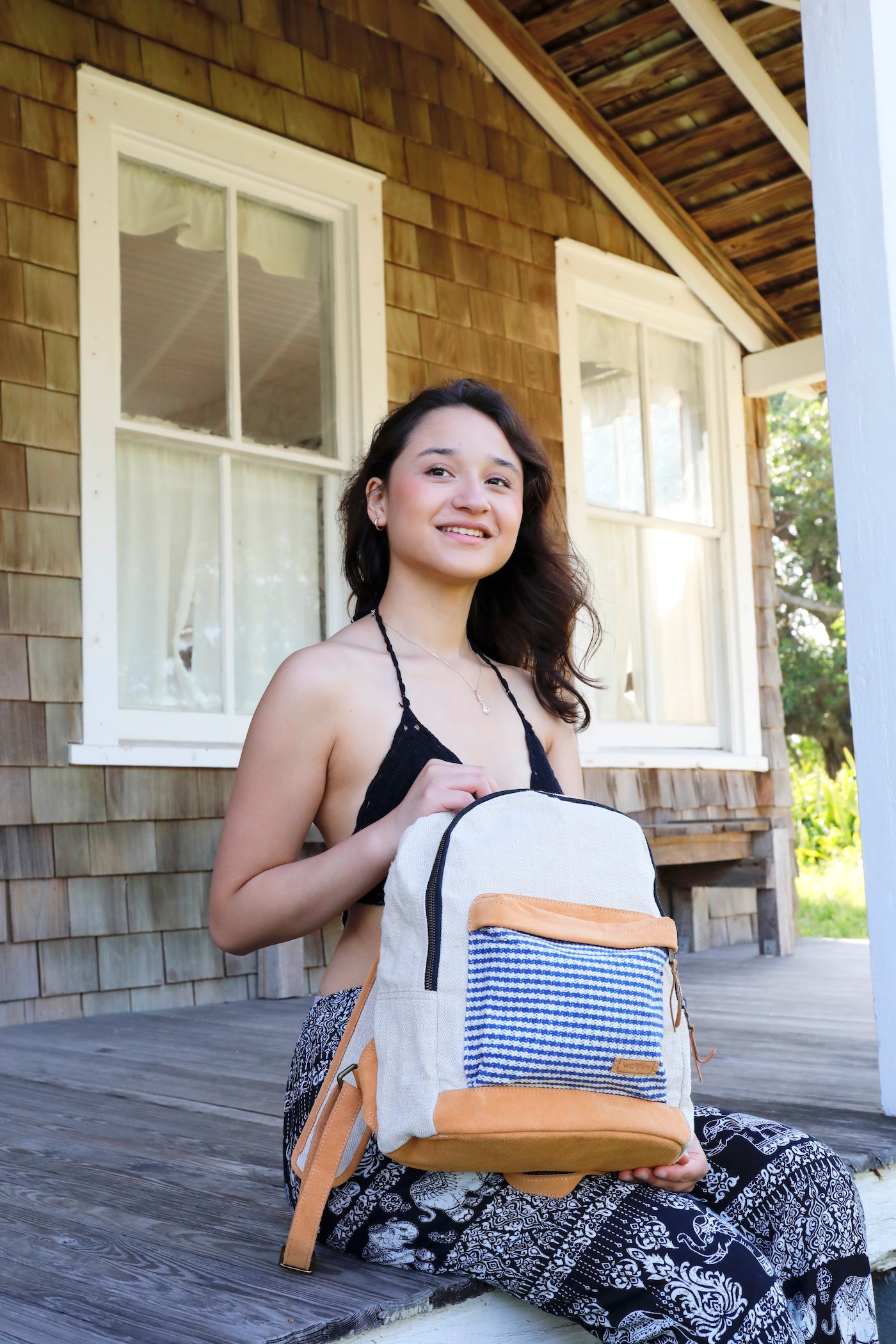 WOVEN 14" Laptop Backpack - Houndstooth