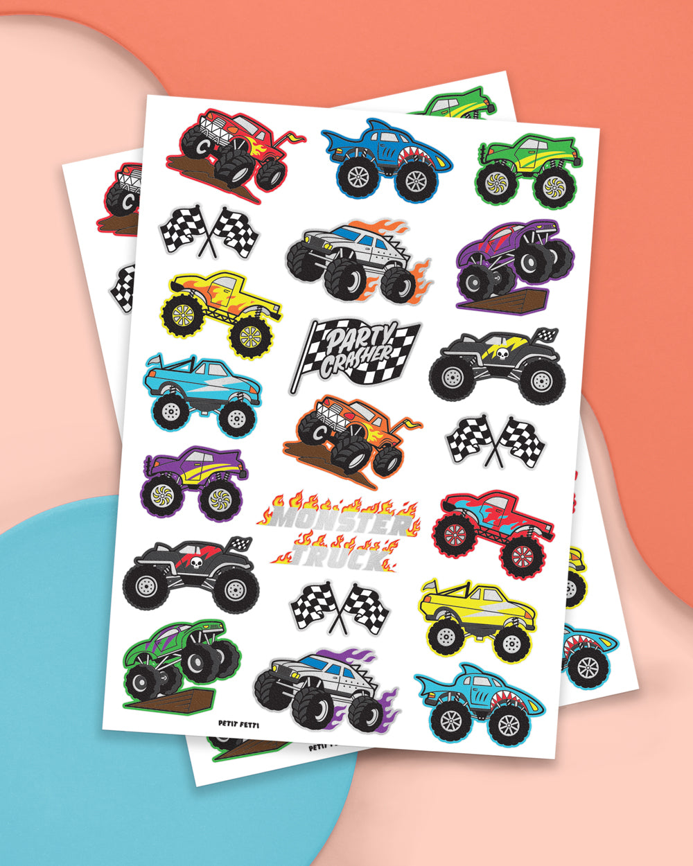 Monster Truck Tats - 42 foil temporary tattoos