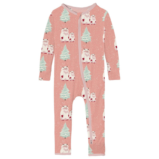 Print Coverall with 2 Way Zipper in Blush Yeti