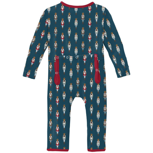 Print Coverall with 2 Way Zipper in Peacock Nutcrackers