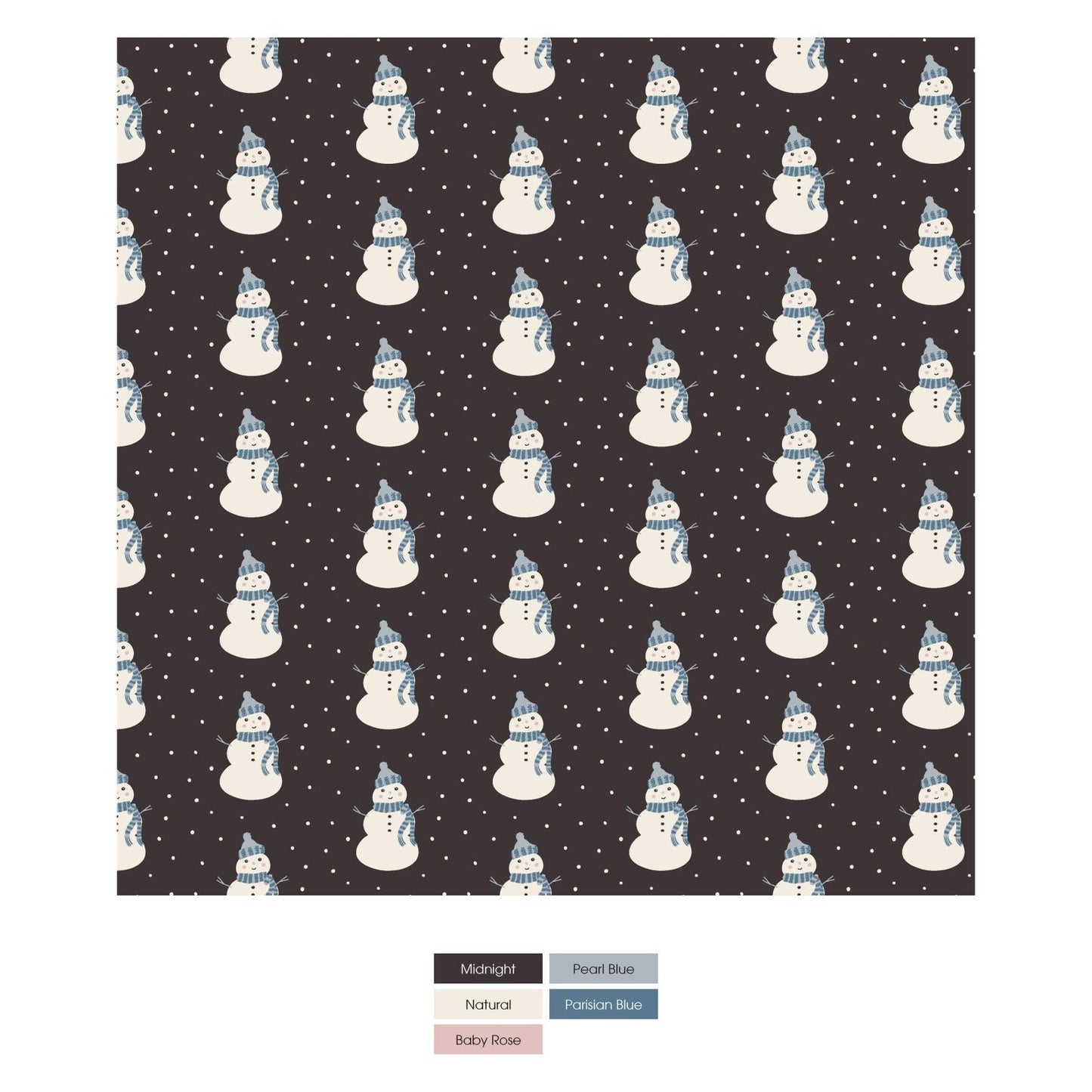 Print Coverall with 2 Way Zipper in Midnight Tiny Snowman