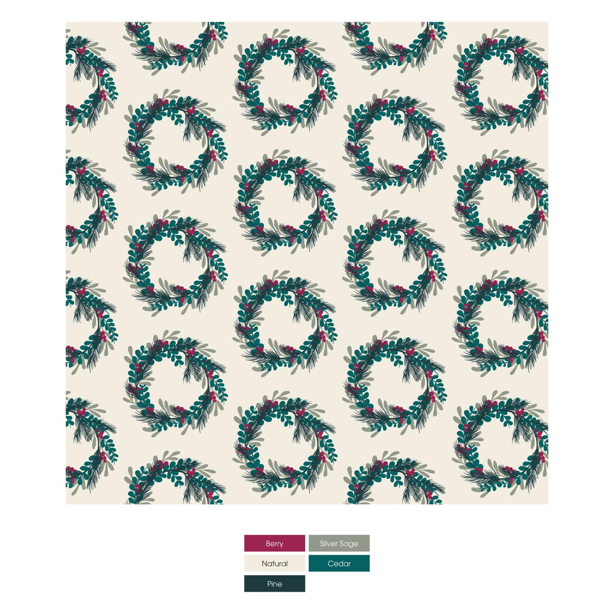 Print Layette Ruffle Footie with 2 Way Zipper in Natural Holiday Wreath