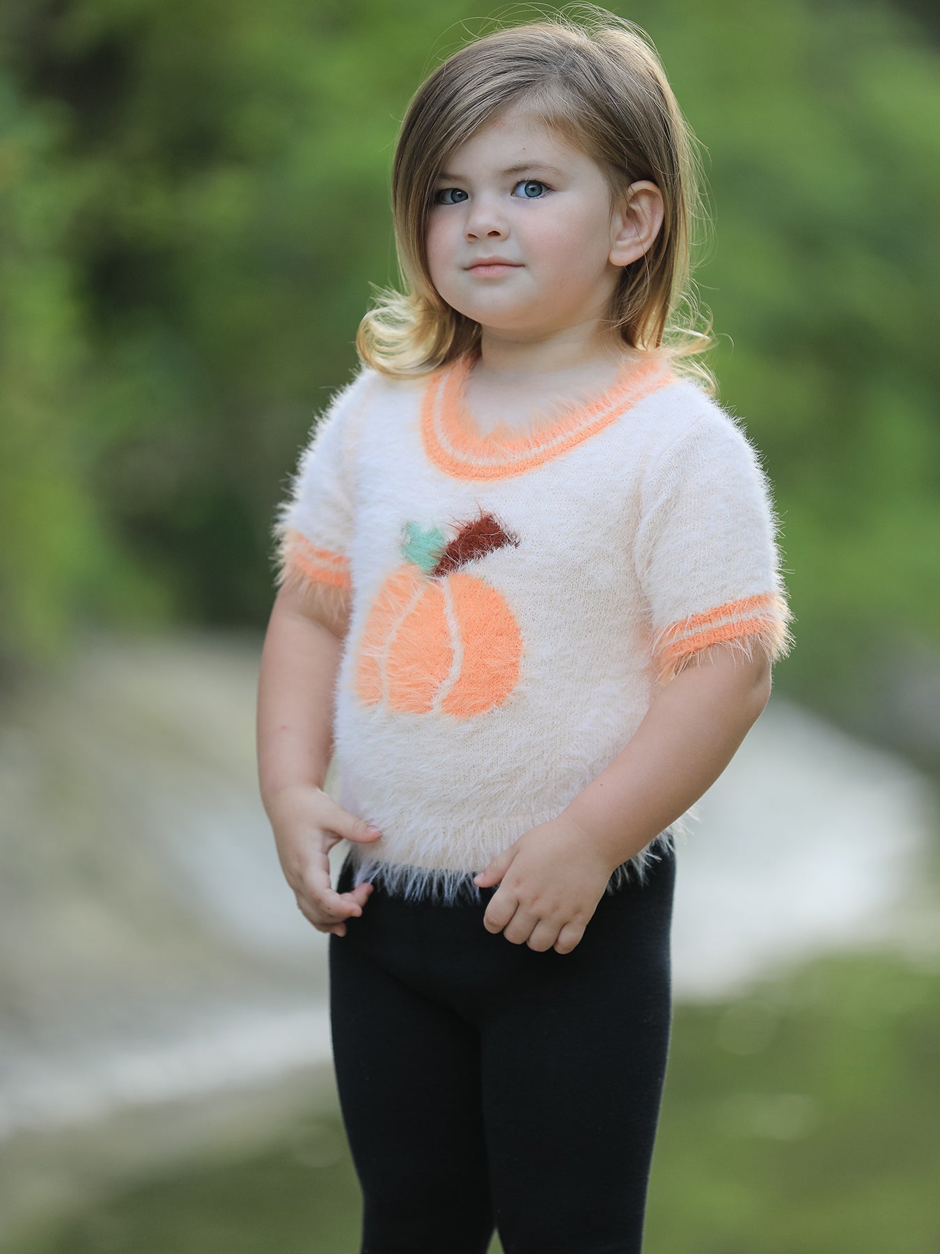 Fall Pumpkin Orange Girls Pullover Sweater- runs small - size up