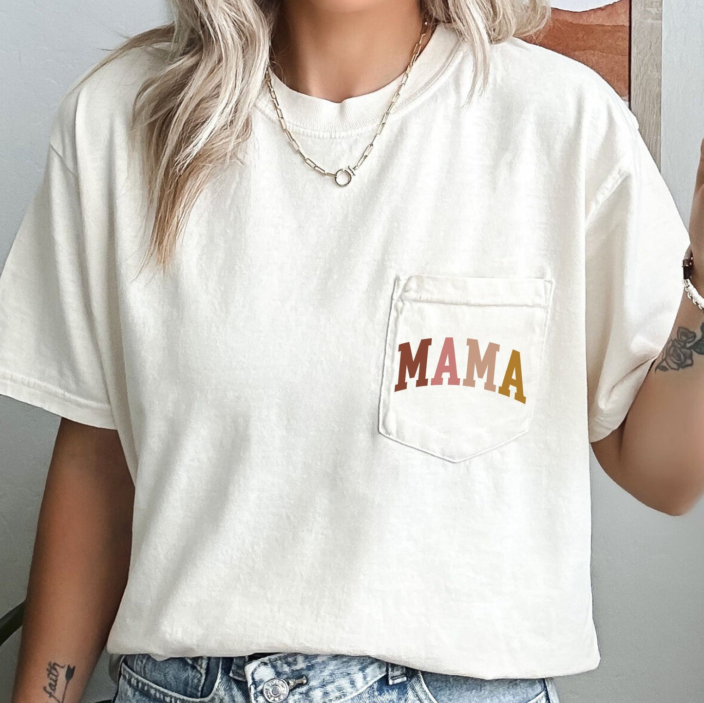 Mama, Autumn Colors, Retro Pocket Tee Comfort Colors T-Shirt