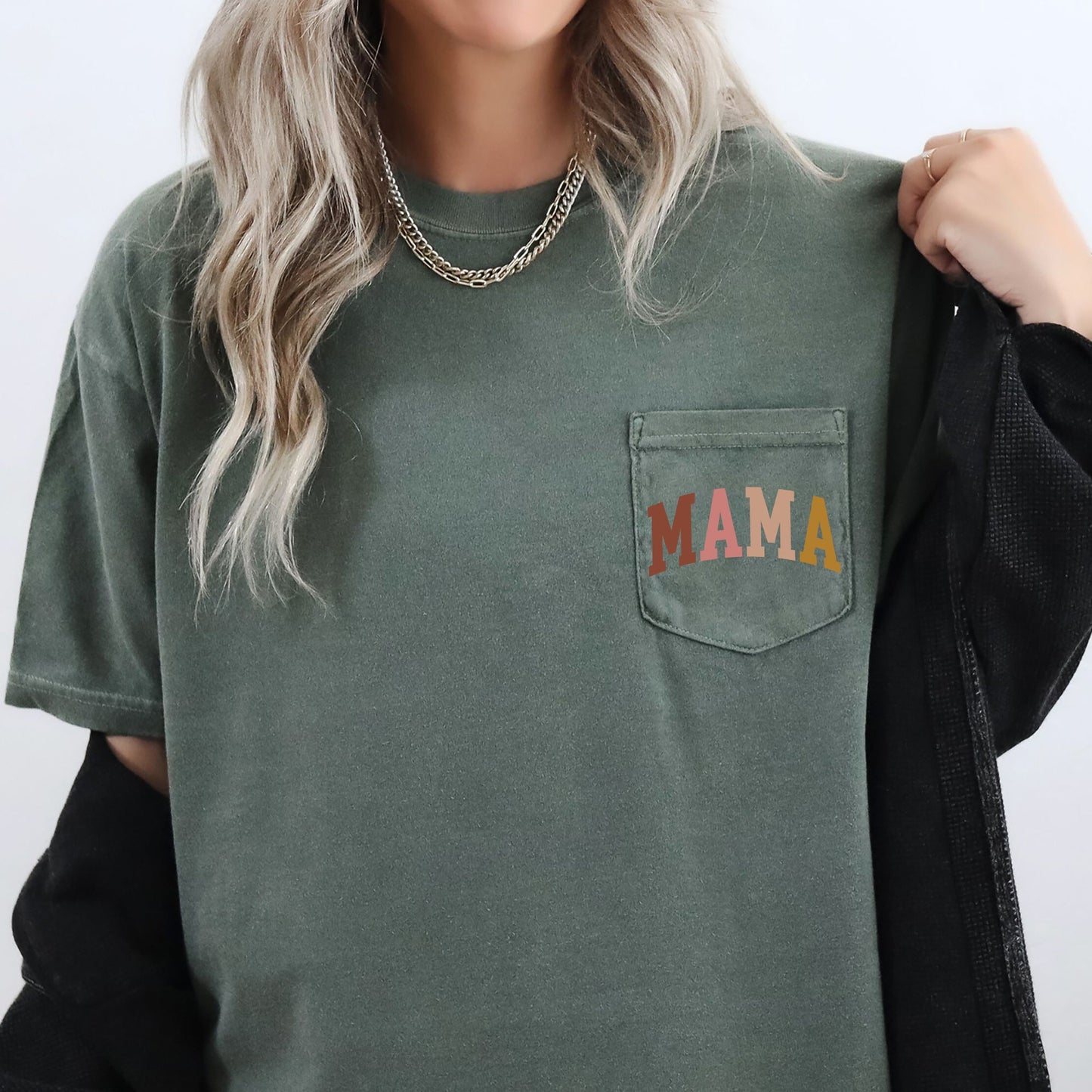 Mama, Autumn Colors, Retro Pocket Tee Comfort Colors T-Shirt