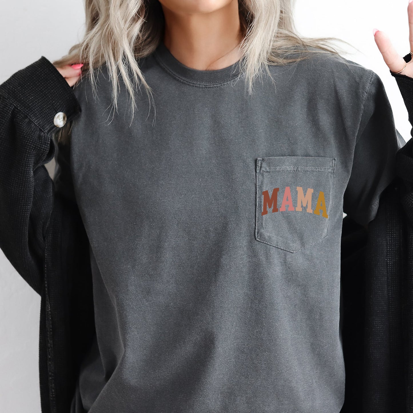 Mama, Autumn Colors, Retro Pocket Tee Comfort Colors T-Shirt