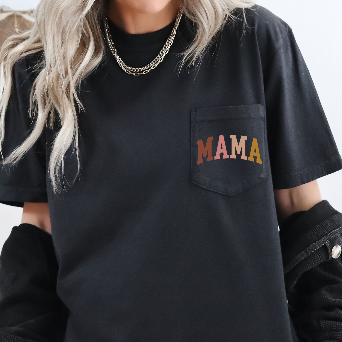 Mama, Autumn Colors, Retro Pocket Tee Comfort Colors T-Shirt