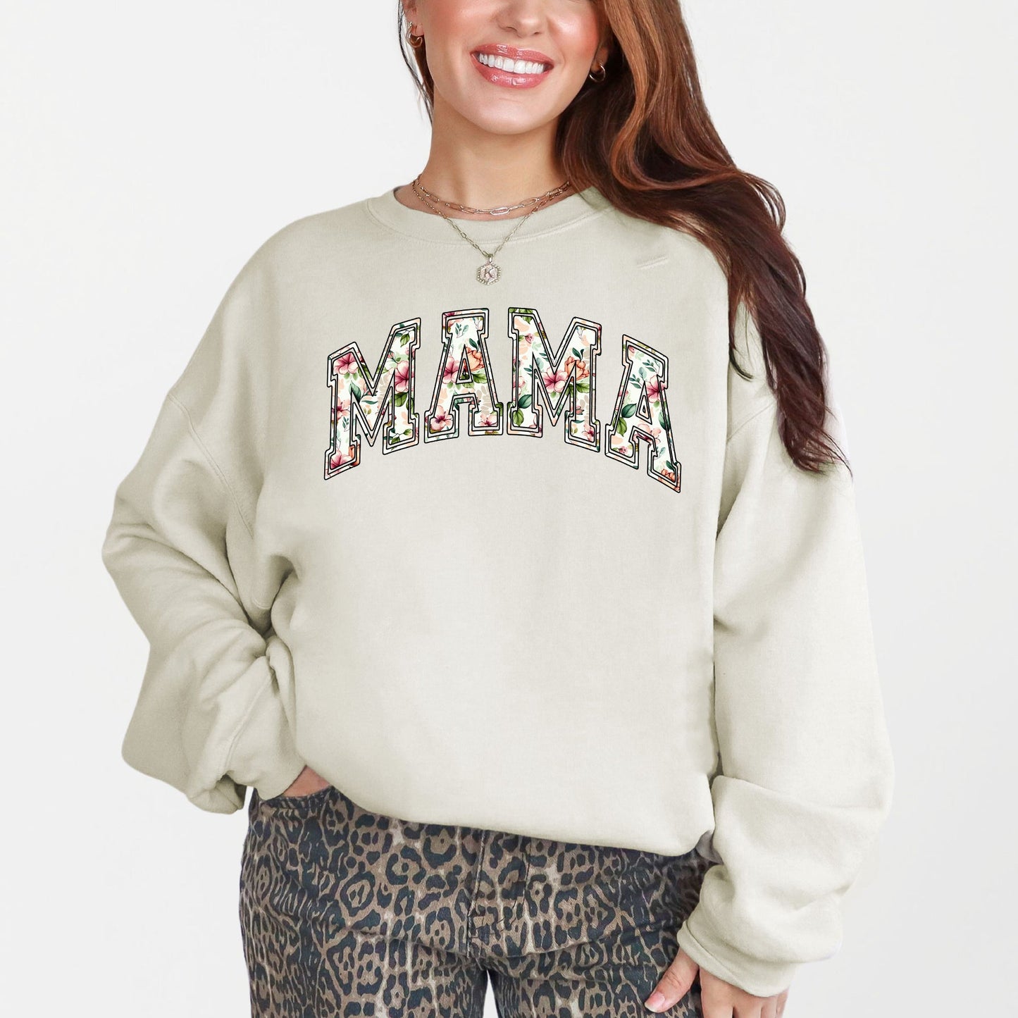 Mama, Floral, Chinoiserie, Coquette, Varsity, Mother's Day Sweatshirt