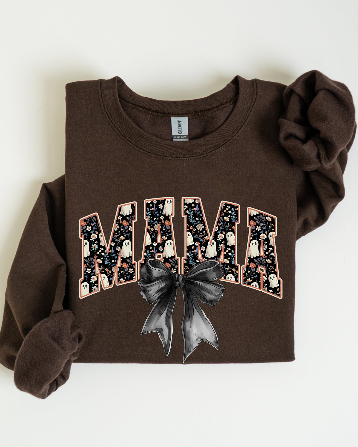 Mama, Halloween, Bow, Ribbon, Goth, Spooky, Witch, Varsity, Collegiate Sweatshirt