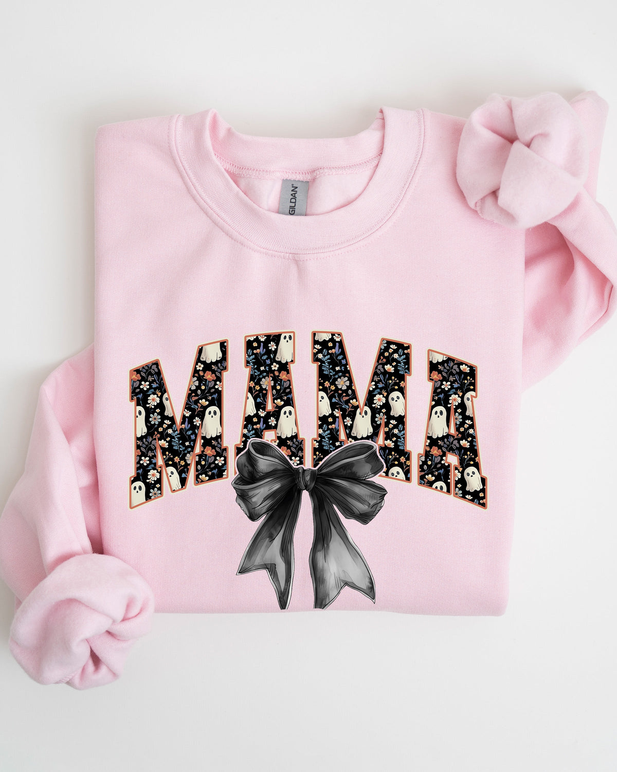 Mama, Halloween, Bow, Ribbon, Goth, Spooky, Witch, Varsity, Collegiate Sweatshirt