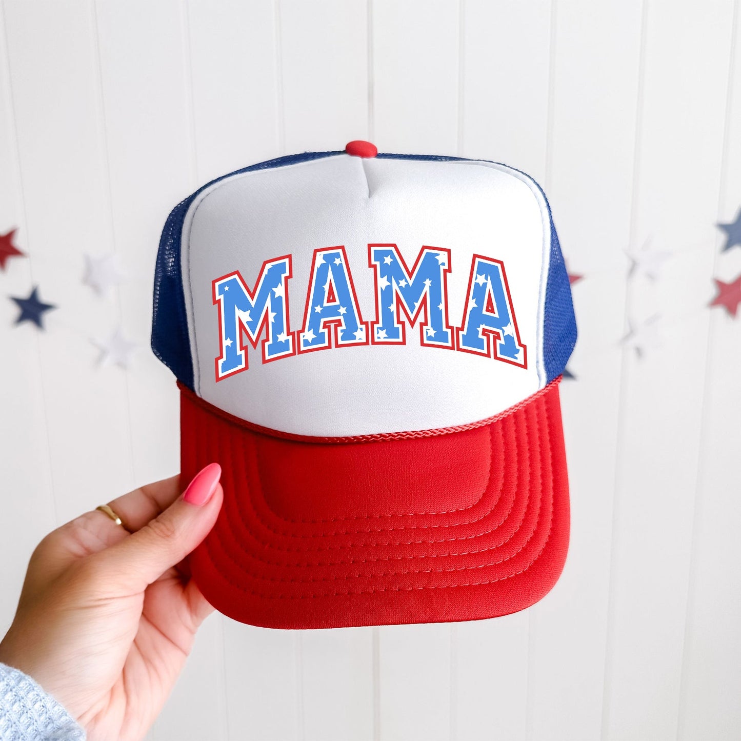 Mama, Stars, Patriotic, Snapback Trucker Hat