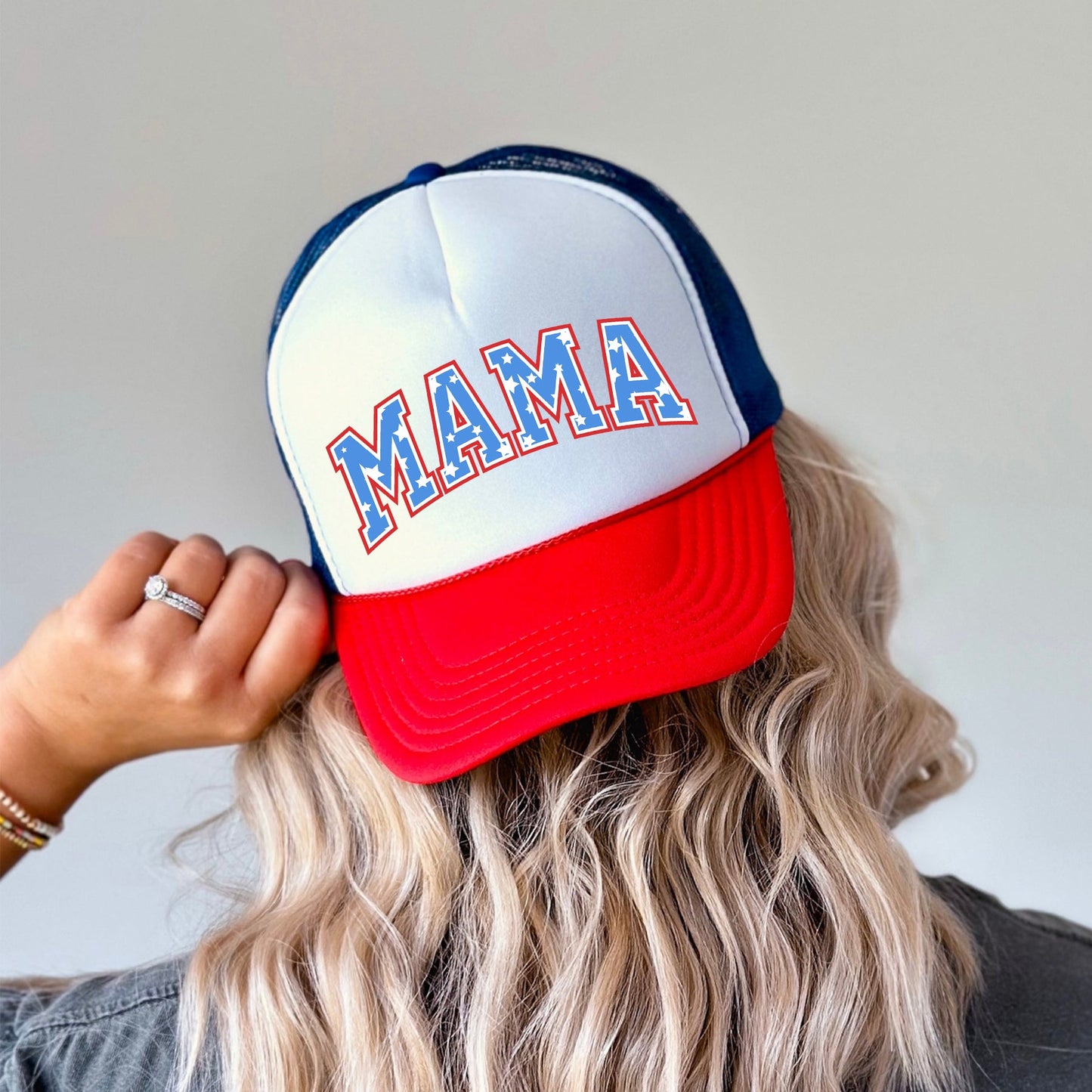 Mama, Stars, Patriotic, Snapback Trucker Hat
