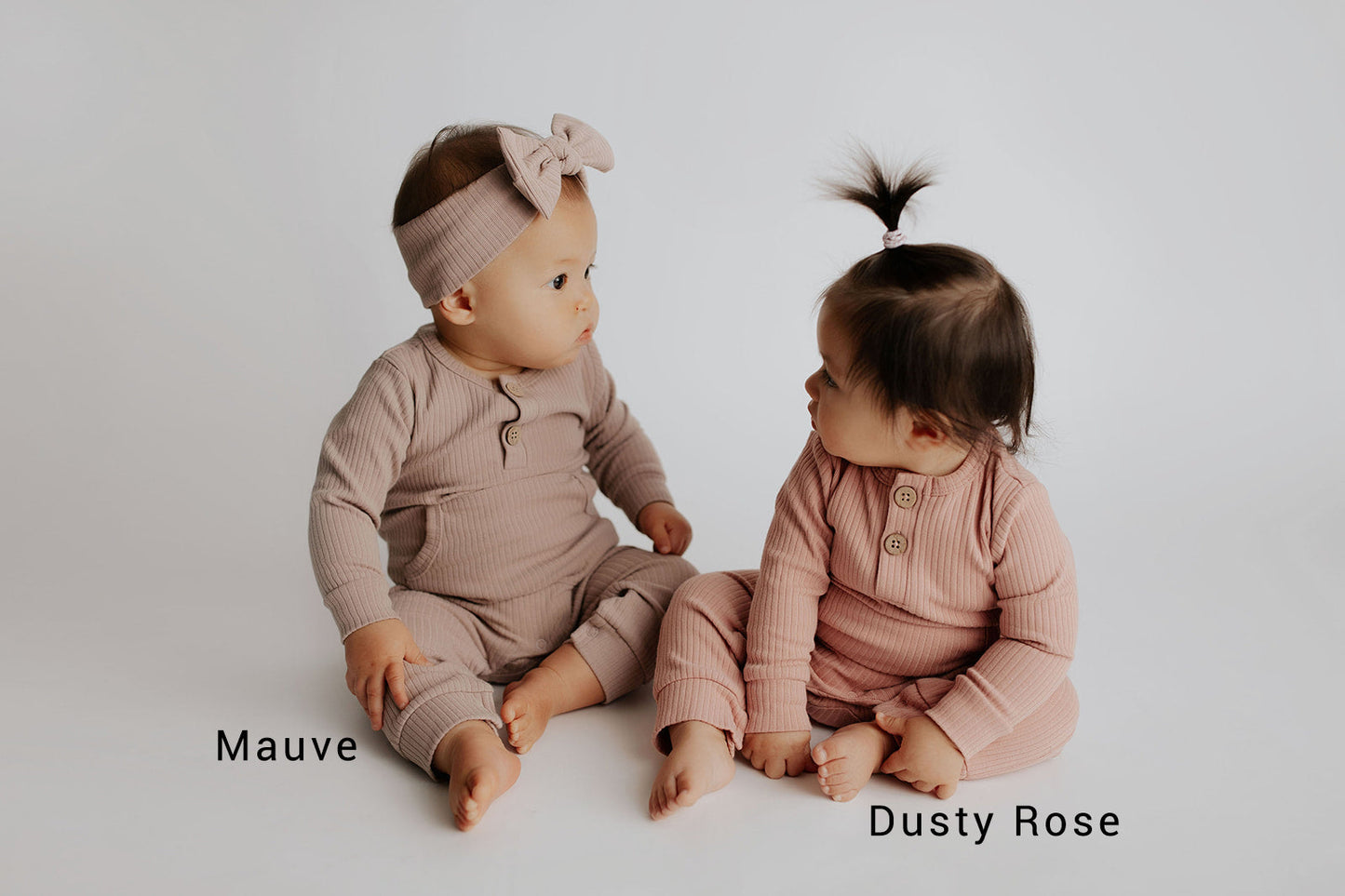 Dusty Rose Pink Baby Ribbed Playsuit with pockets