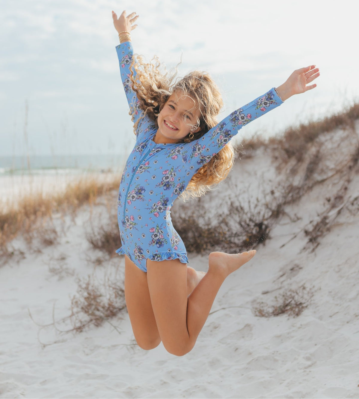 Mia Periwinkle Floral Zip Swimsuit