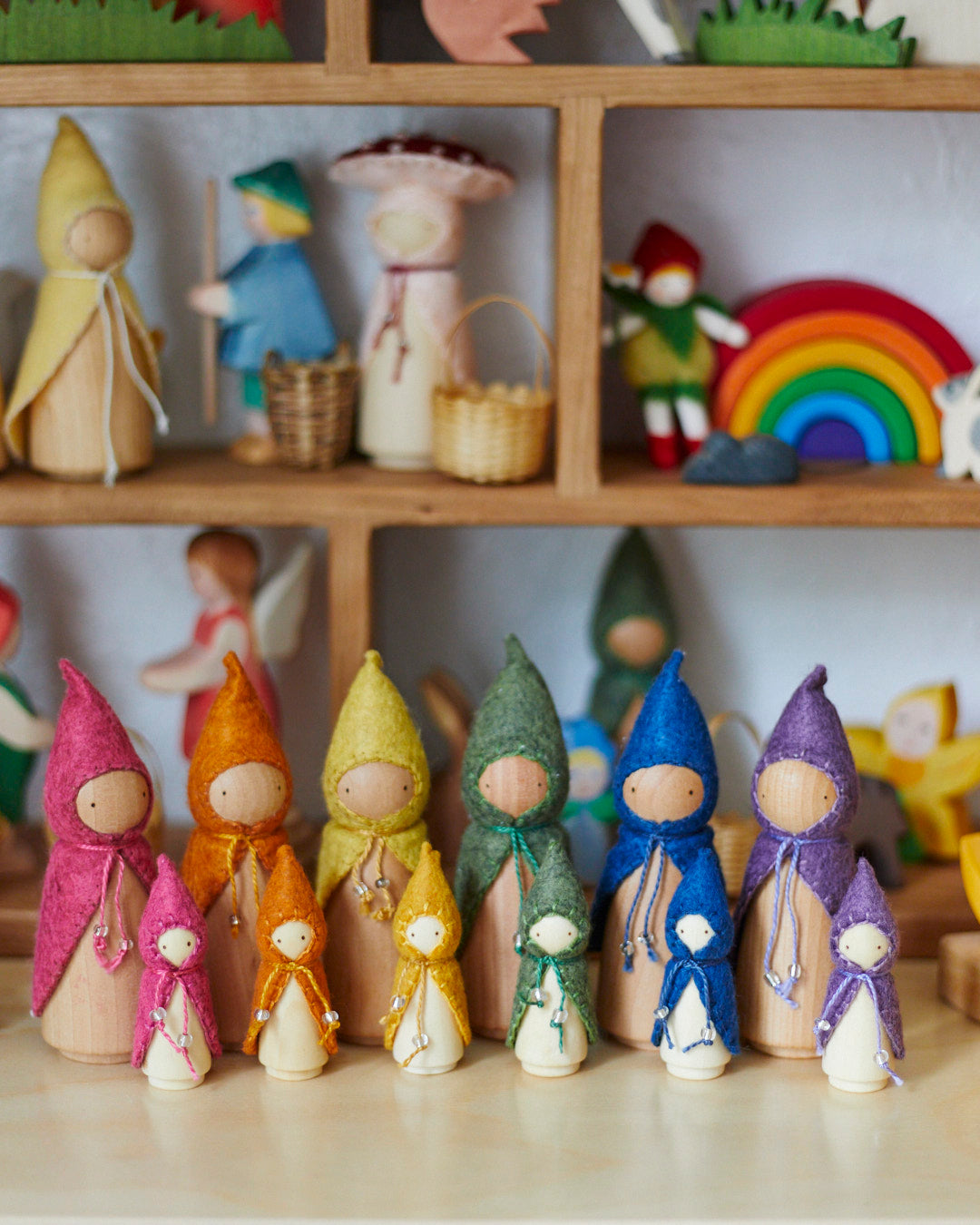 Mini Pink Wooden Gnome