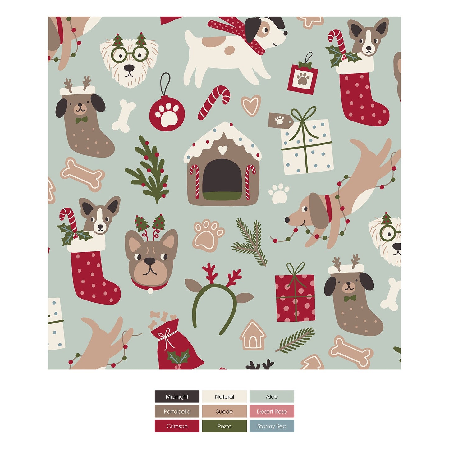 Print Dog Jammies in Aloe Christmas Dogs