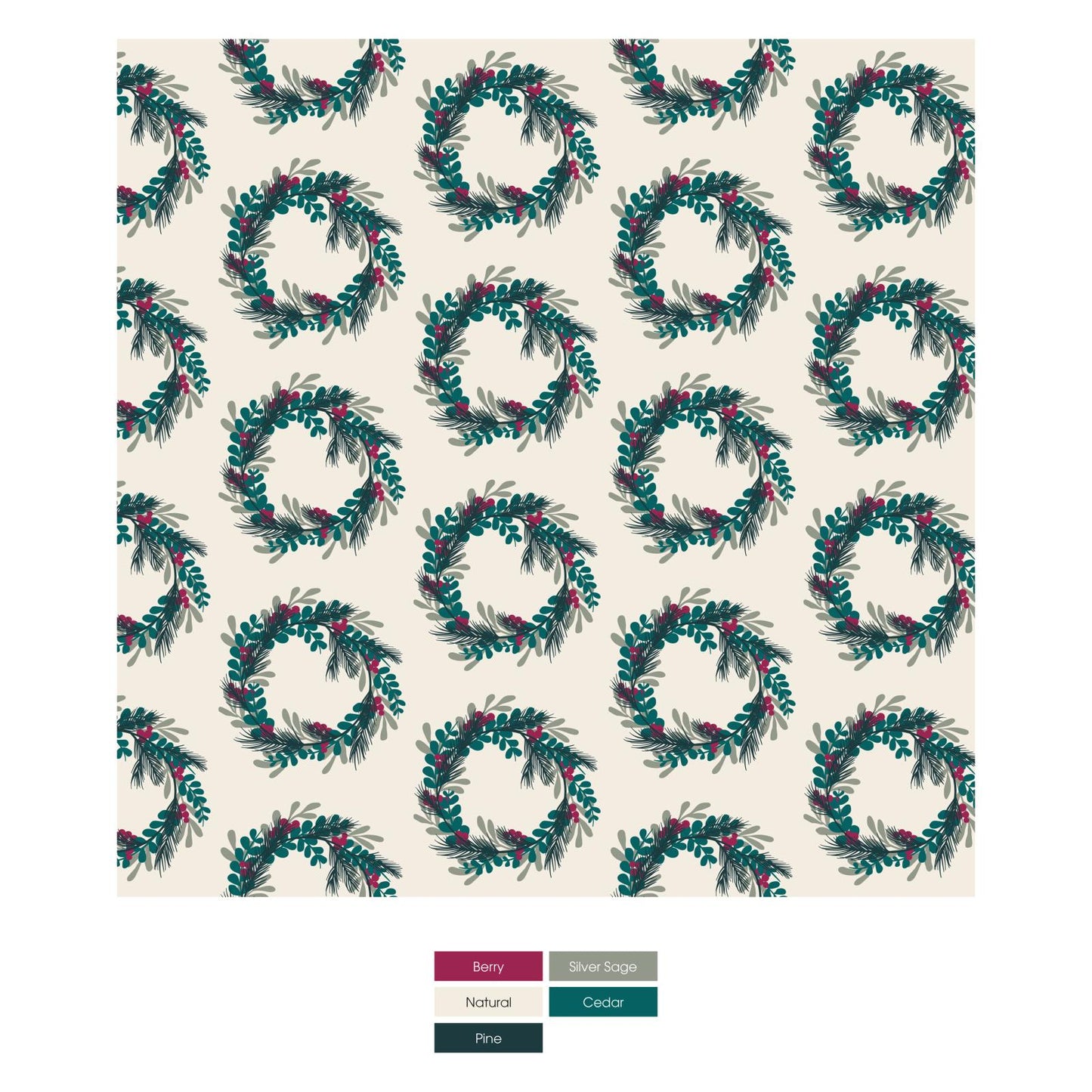 Print Layette Ruffle Coverall with 2 Way Zipper in Natural Holiday Wreath