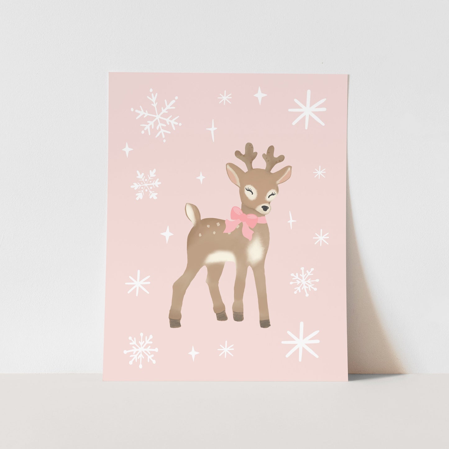 {Pink} Reindeer Art Print